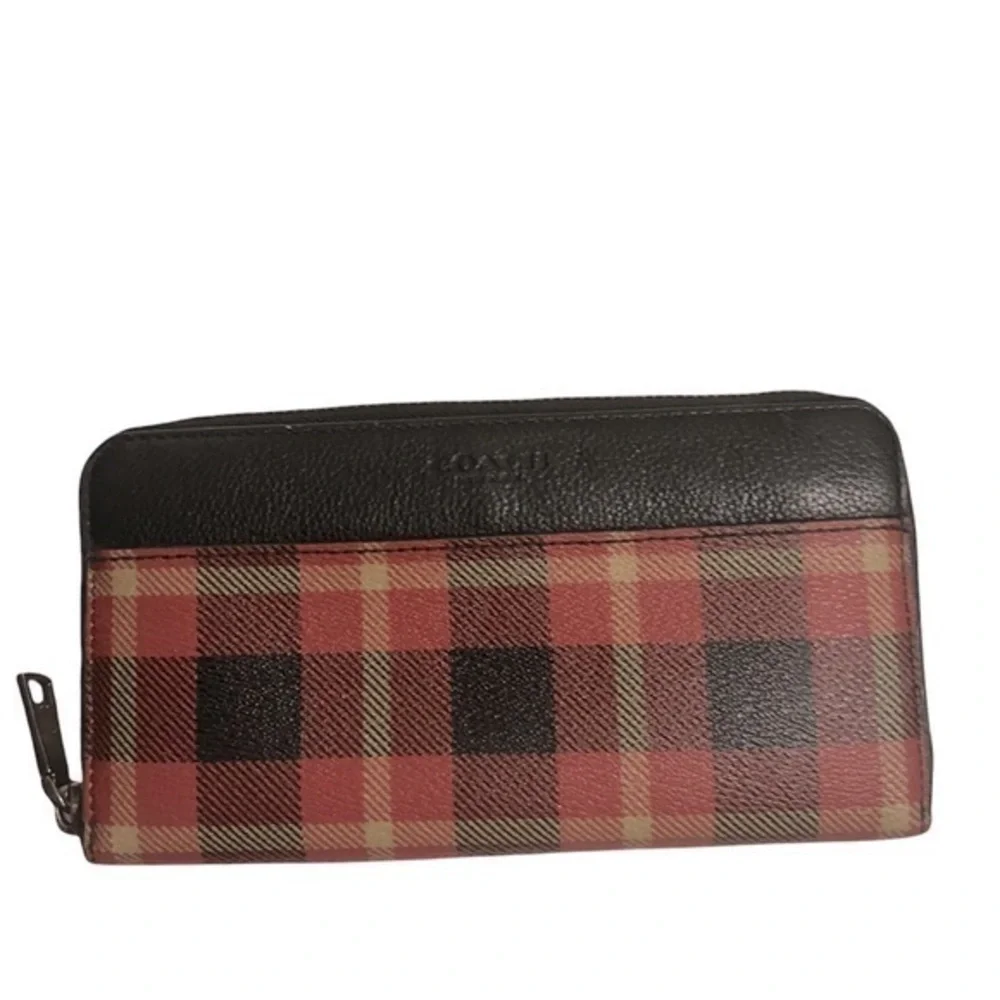 Coach plaid wallet clutch
